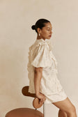 Beige Broderie Ruffle Button Up Wynter Top