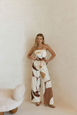 Brown Sable Floral Print Drawstring Monroe Pants