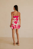 Tiana Thin Strap Mini Dress - Pink, White Ada Floral Print