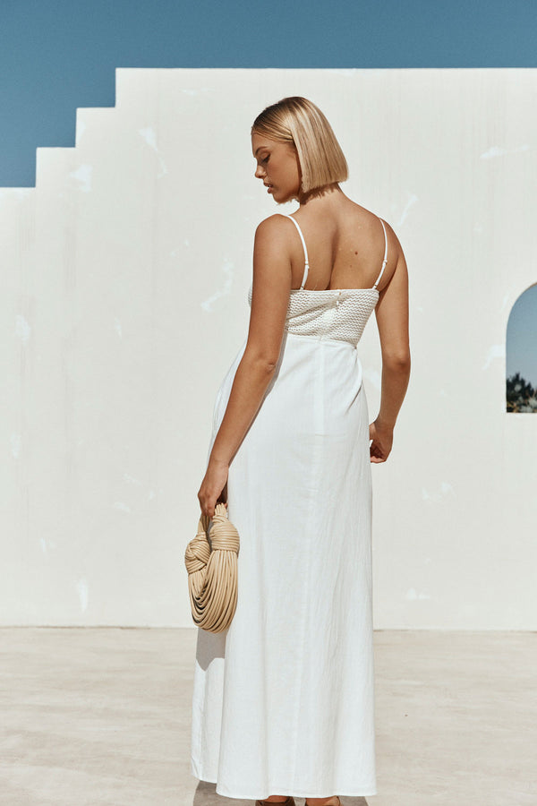 White Strappy Babydoll Maxi Mersy Dress