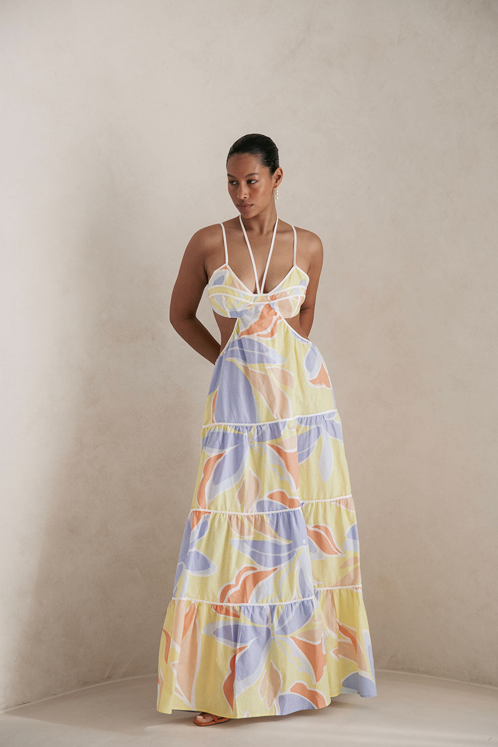 Montana Cutout Maxi Dress - Elia Purple Yellow Orange
