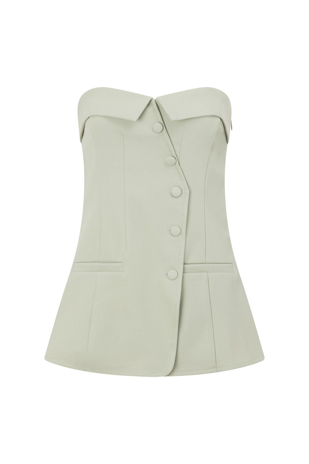 Mint Tailored Strapless Button Up Wrap Lavara Top