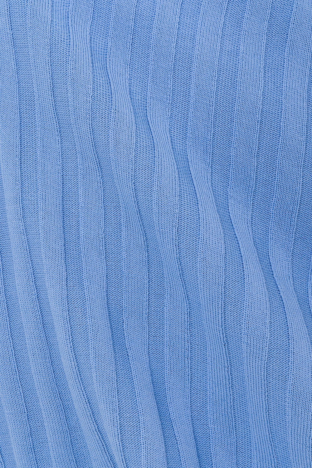 White and Blue Ribbed V Neck Silla Top