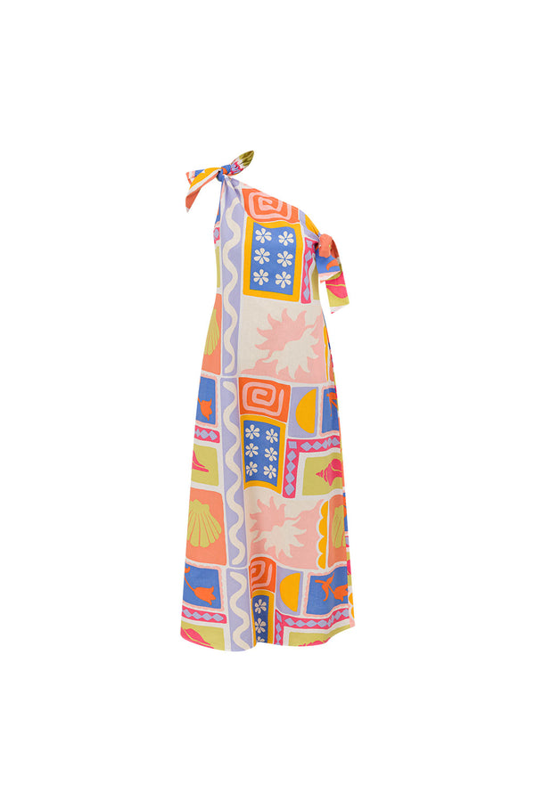 Solis Tropical Print One Shoulder Maxi Seraphine Dress
