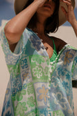Izzy Short Sleeve Button Up Mini Dress - Verano Floral, Postcard, Blue, Green, White, Yellow