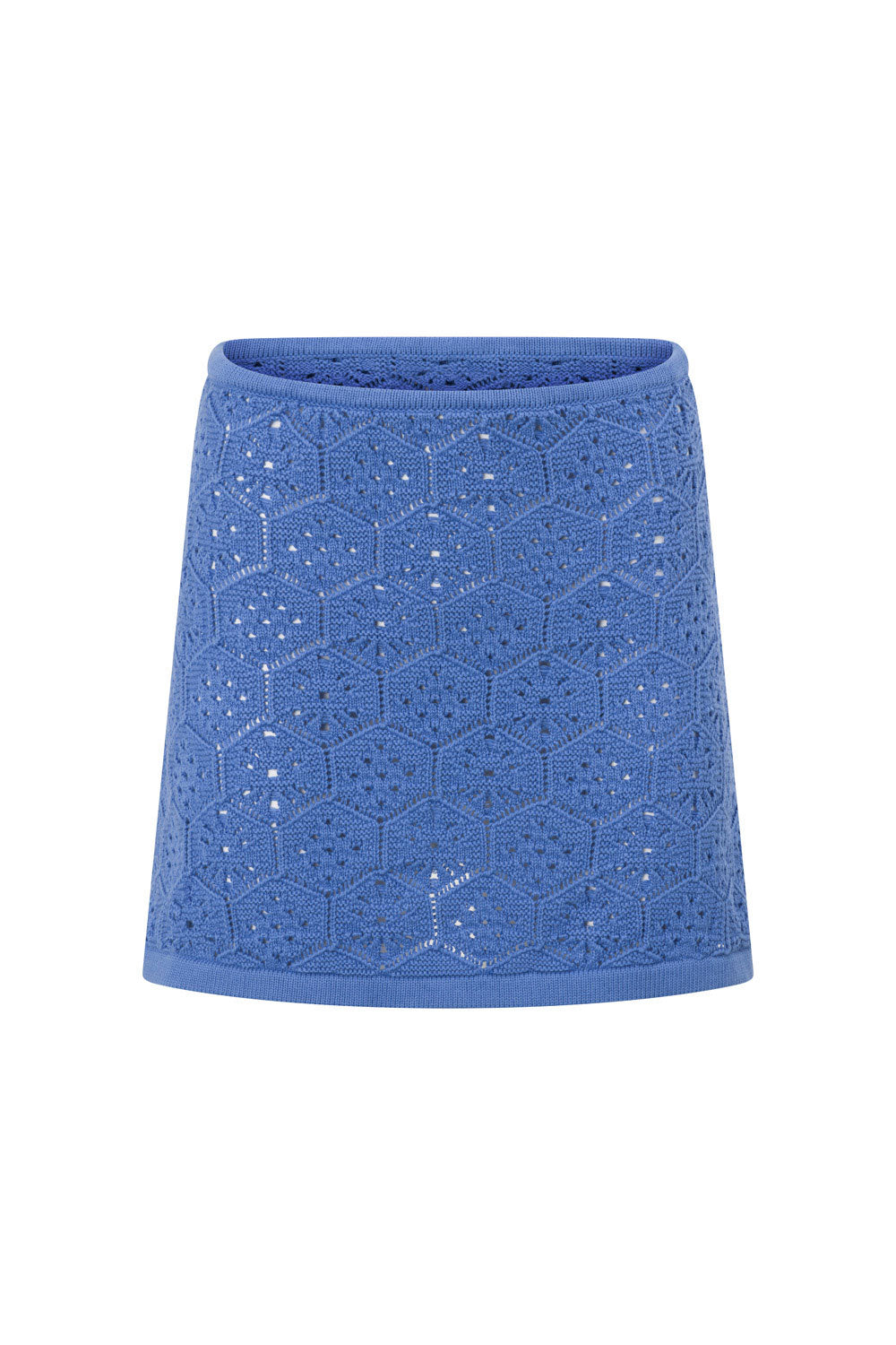Blue Cotton Knit High Waist Mini Alivia Skirt