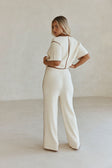 Off White Ribbed Drawstring Cinna Pants
