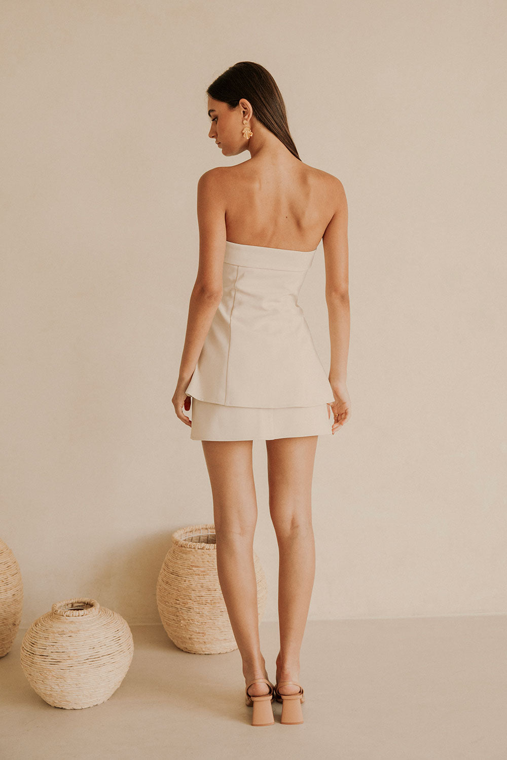 Coconut Tailored Strapless Button Up Wrap Lavara Top