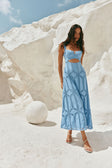 Blue Cotton Cutwork Flouncy Maxi Camilla Dress