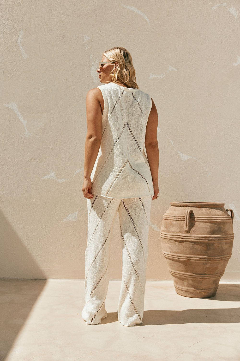 Cream Knit Boxy Ladder Pannel Josiah Top