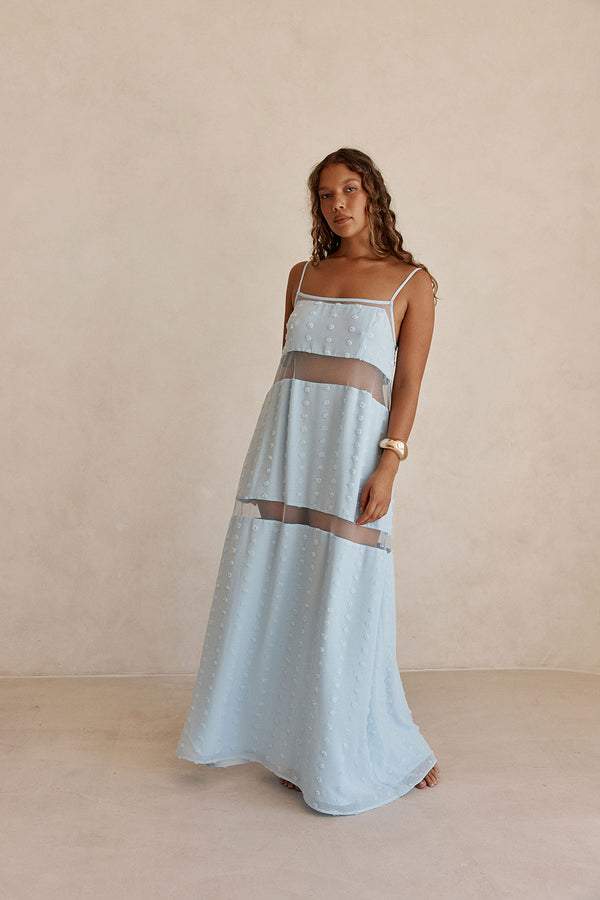 Baby Blue Panel Maxi Tarissa Dress