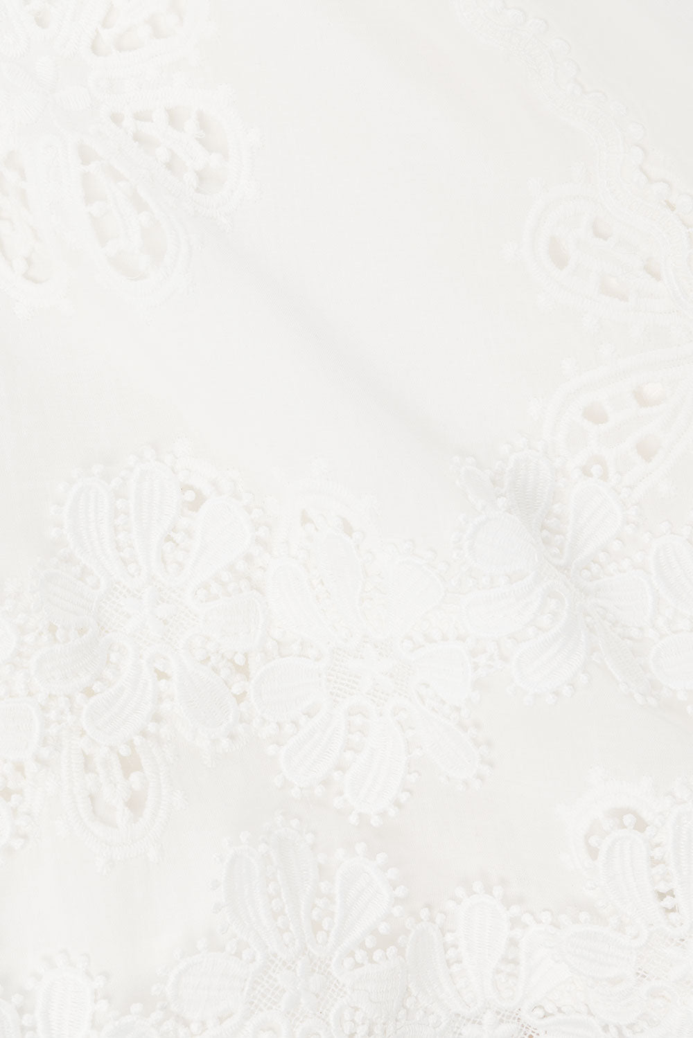 Simona Long Sleeve Embroidered Front Tie Mini Dress - Stella Marina Print - White