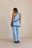 Blue Knit One Shoulder Mirabelle Top