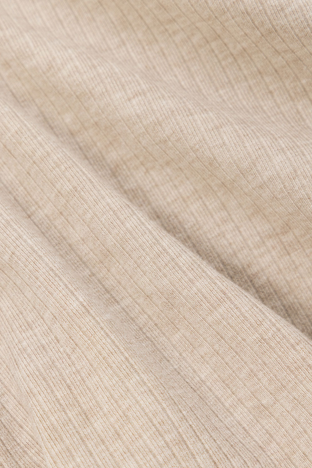 Beige Ribbed Asymmetric Neck Tie Mourno Top