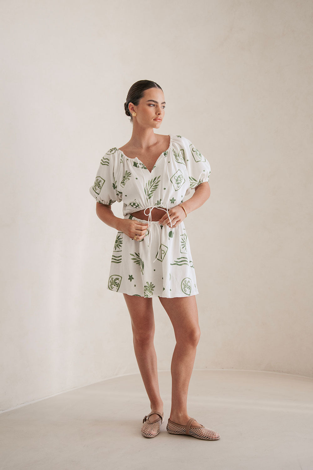 Milo Cutout Mini Dress - Relic White Green