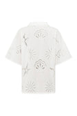 Nissi Collared White Embroidered Short Sleeve Shirt - Corallo Bianca
