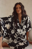 Black Alma Caroline Floral Print Button Up Enza Top