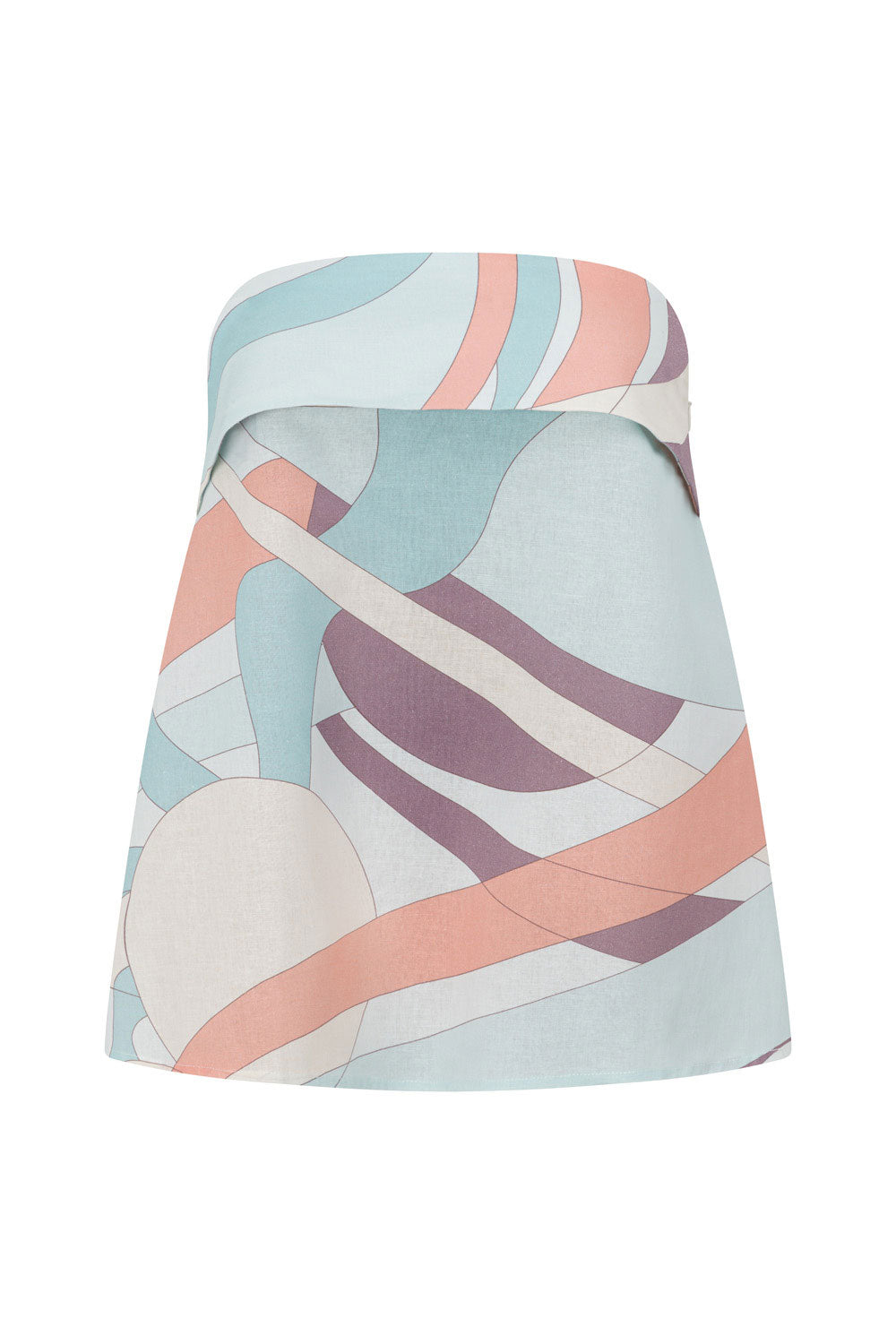 White Halcyon Print Strapless Ria Top