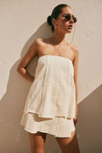 Cream Strapless Panelled Sorren Top