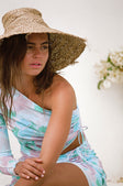 Gaia One Shoulder Dress - Water Lilies