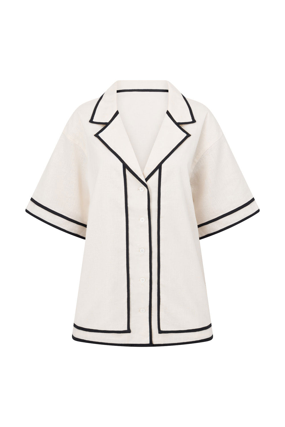 Lively Short Sleeve Tie Top - Cream, Black