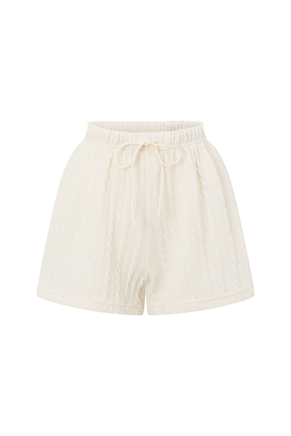 Cream High Waist Elastic Drawstring Jojo Shorts