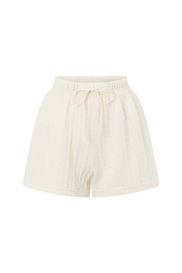 Cream High Waist Elastic Drawstring Jojo Shorts