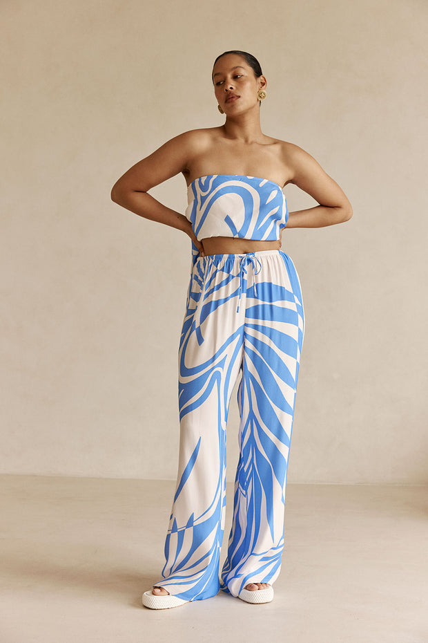 ALMA-PANT - BLUE CREME STRIPE