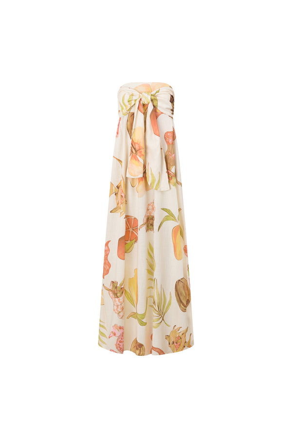 Cream Island Time Strapless Bow Maxi Anela Dress