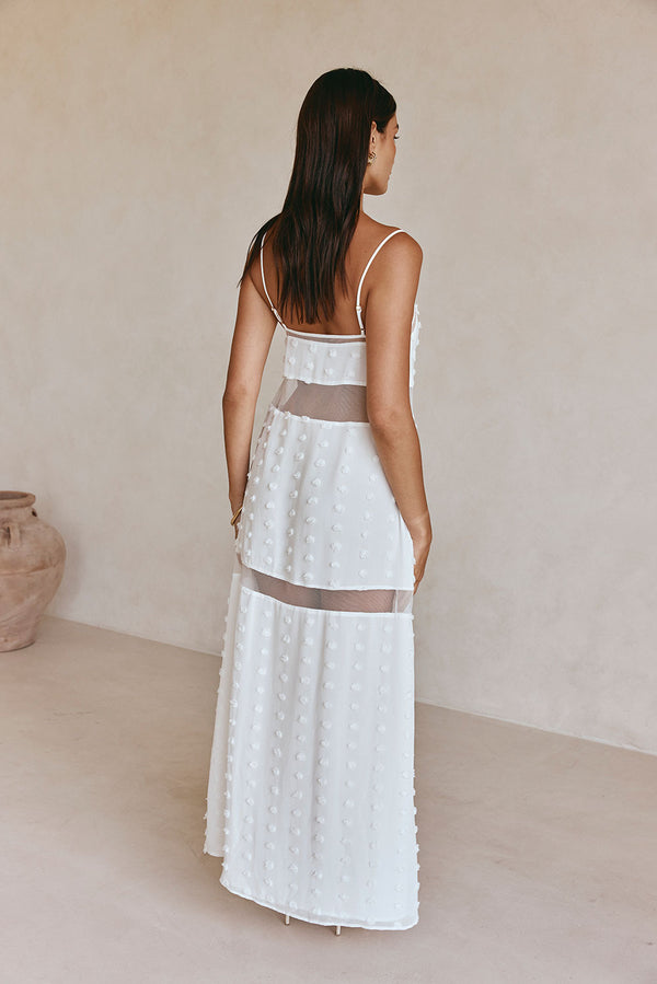 Miliano Adjustable Thin Strap Panelled Maxi Dress - White
