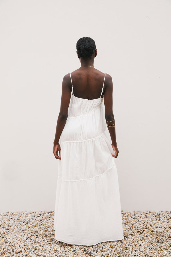 Bridal White Strappy Gathered Maxi Galia Dress