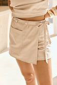 Beige Cotton Wrap Pocket Mini Hadley Skirt