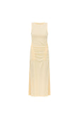 Cream Ruched Maxi Ema Dress