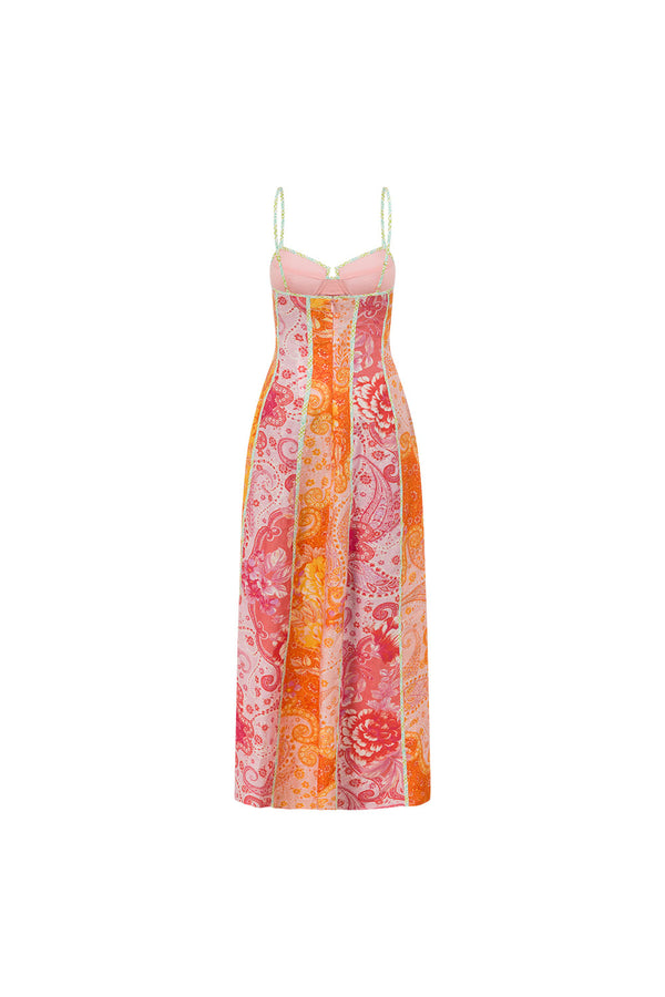 Pink Botanica De Flor Print Maxi Lune Dress