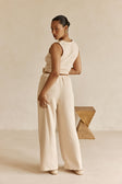 Beige Ribbed High Waist Liora Pants