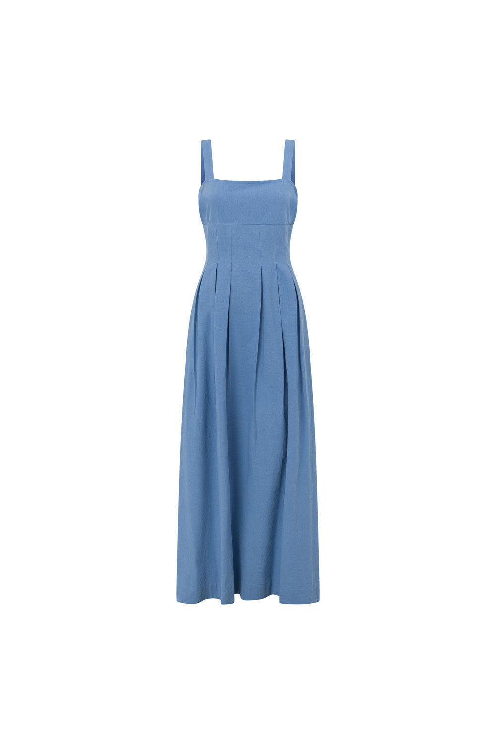 Blue Pleated Full Maxi Flore Dress