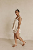Beige Vintage Lace Detail Mini A-Line Lottie Dress
