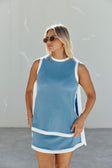 Blue Knit Longline Mini Kenia Dress