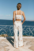 Paradise Halterneck Embroidered Cove Crop Top - Serenita, White, Beige, Pink