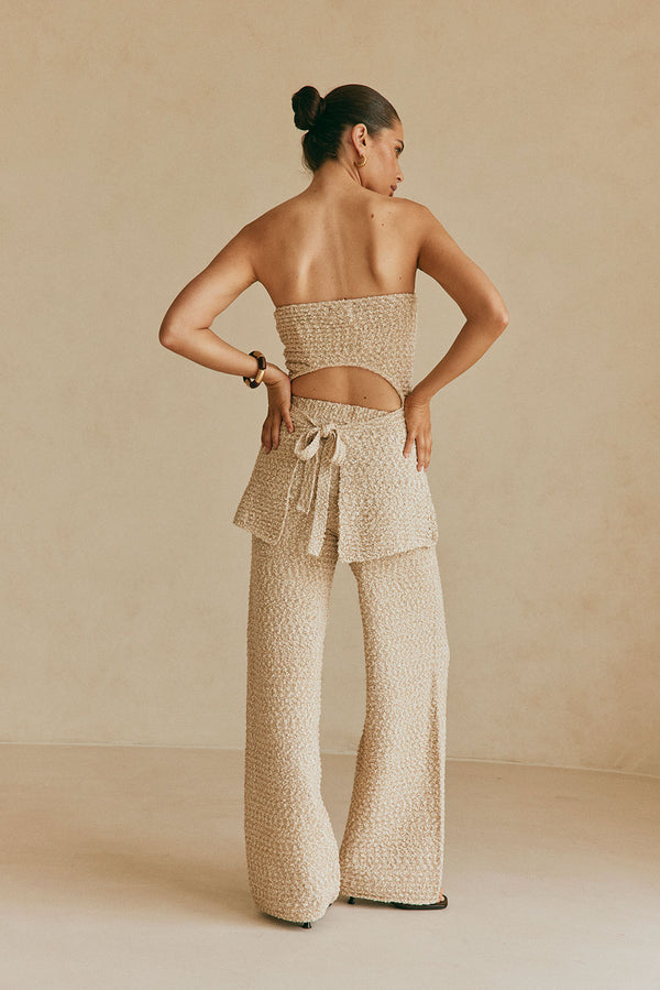 Tan Knit High Waist Soha Pants