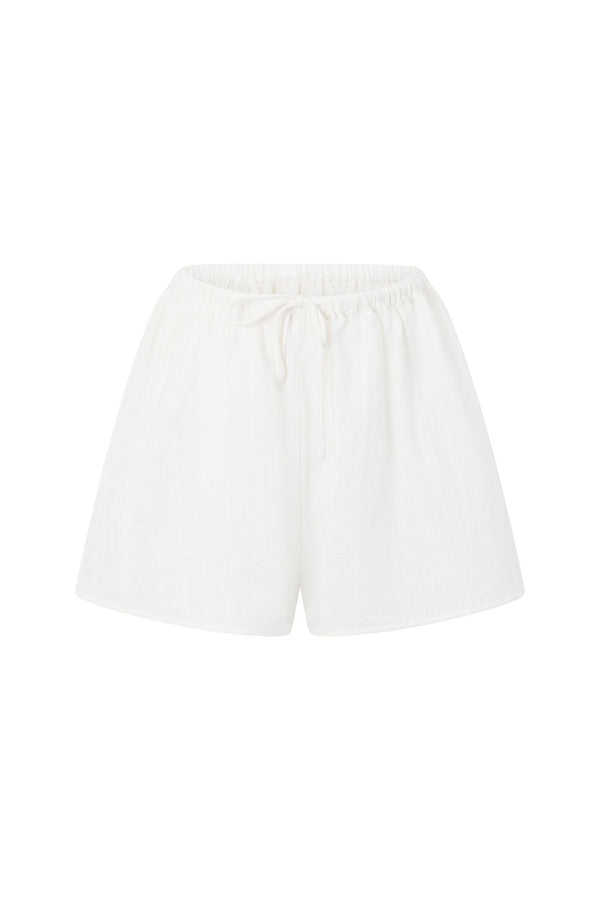 White High Waist Elastic Drawstring Novalie Shorts