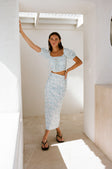 Didi Lace Up Midi Skirt - Blue