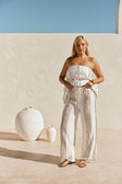 White Elastic Drawstring Frill Emilia Pants