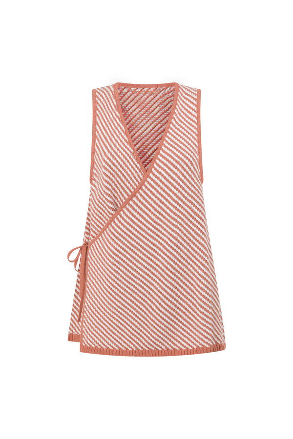 White and Coral Orange Stripe Wrap Billy Top