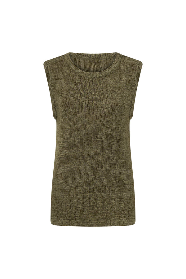 Olive Green Knit Boxy Longline Louka Top
