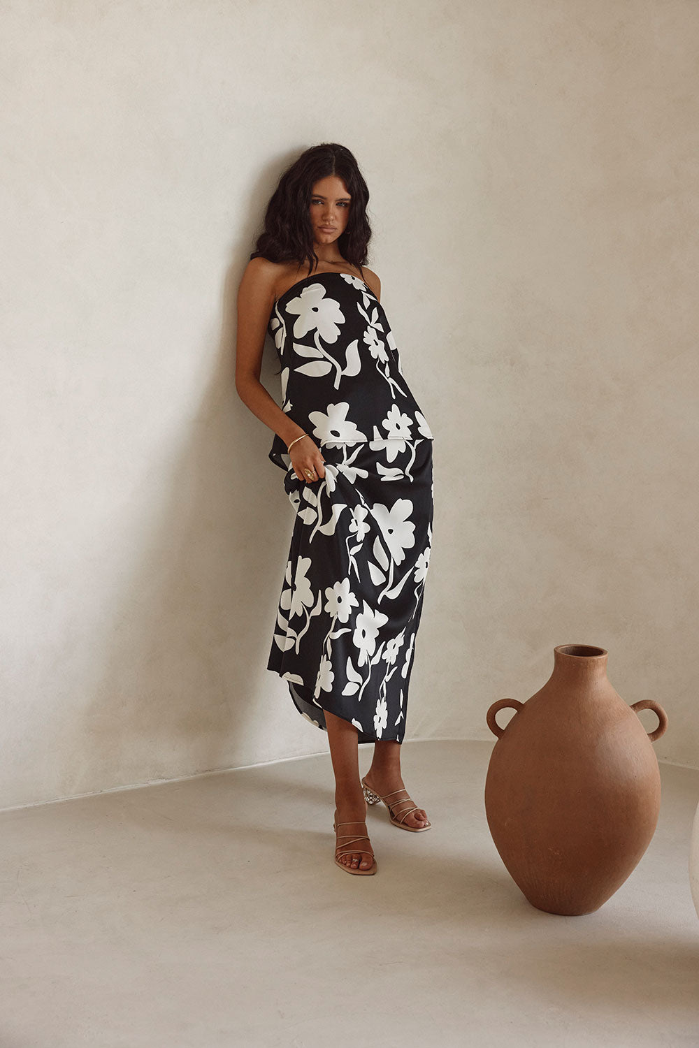 Black Alma Caroline Floral Print Maxi Elora Skirt