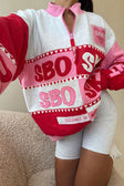 Pink and Red Terry Oversized Vintage Smitten Sweater