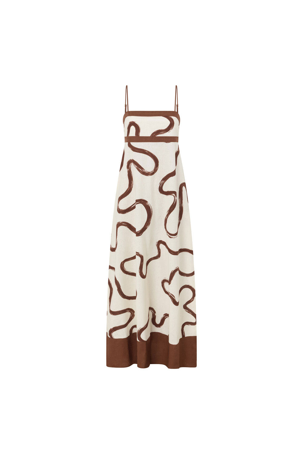 Cream Marbled Mocha Floral Strappy Maxi Addy Dress