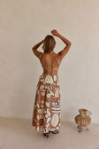 Orange Barrosa Print Strappy Cropped Tahaa Top