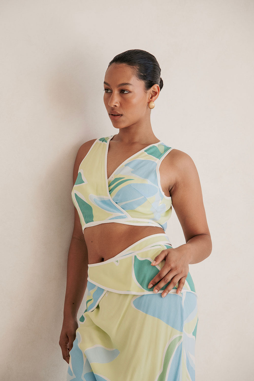 Euphoria Tie Top - Blue Green White